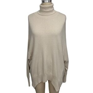 Nude Brand Knit Turtleneck Sweater Oversized Italian 46 XL Wool Cashmere Blend